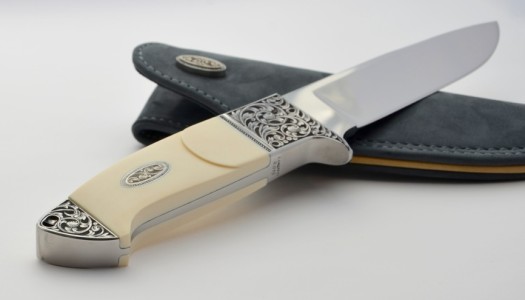 Coltello integrale in Bholer M390 con avorio e incisioni